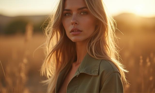 Model wearing modern earth tone fashion